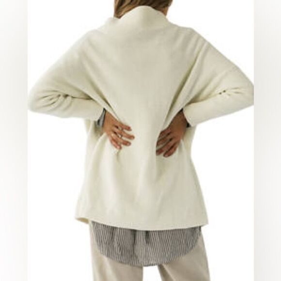 Free People Ottoman Tunic Dress Size Medium Rib Knit Cream Oversized - Picture 2 of 12